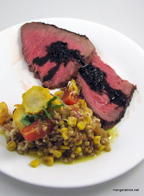 Toasted Wheat Berry Salad with Tomato, Zucchini, and Caramelized Corn