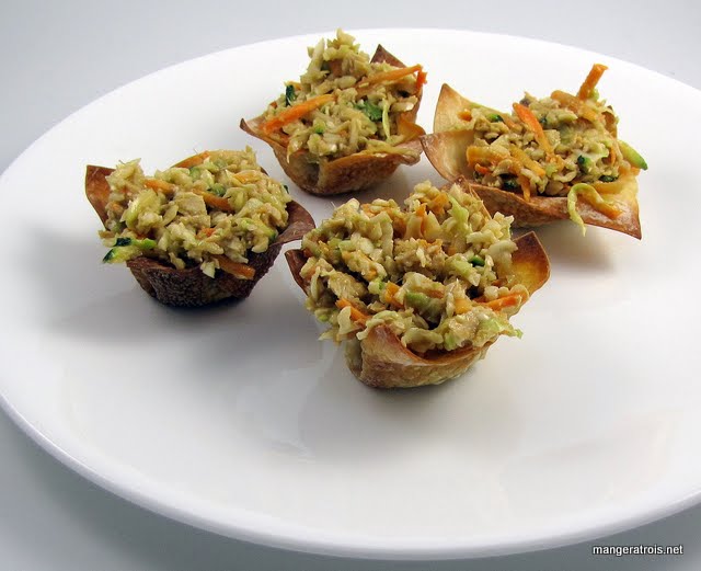 Baked Wonton Slaw Cups